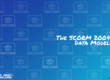 The text: The SCORM 2004 Data Model on a colorful image with a pattern of laptops