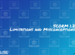 The text: SCORM 1.2 Limitations and Misconceptions on a colorful image with a pattern of laptops