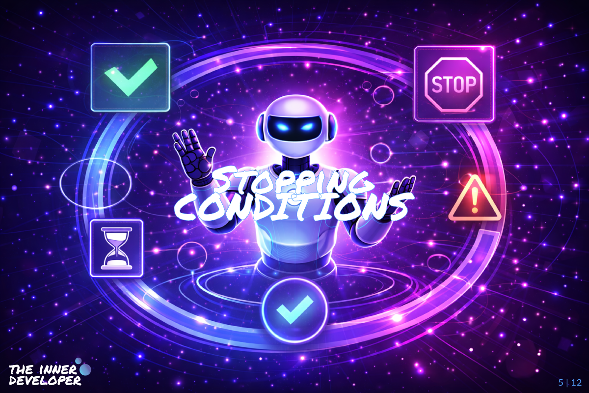 A Robot surrounded by check and warning signs