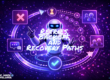 A robot surrounded by icons of stop and different paths