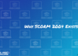 The text: Why SCORM 2004 Exists on a colorful image with a pattern of laptops