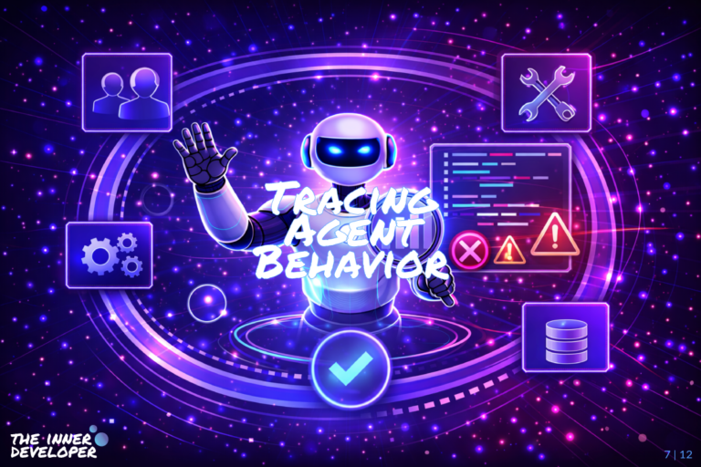 Robot surrounded by icons of settings, configuration, warning, check and database.