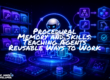 A futuristic robot assembles glowing blue and violet workflow cubes at the center of a digital workspace, while shelves of reusable skill modules and step-by-step process panels surround it, illustrating procedural memory as reusable methods that help AI agents follow consistent workflows.